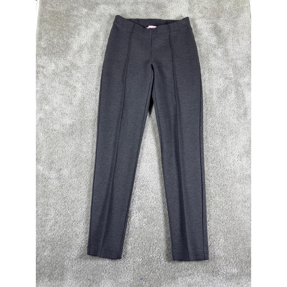 Lilly Pulitzer Gray Ponte Knit Pintuck Seam Pull On Slim Leg Pants Small